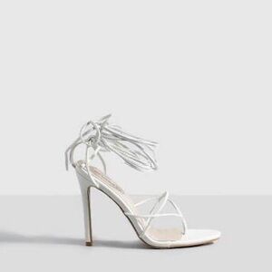 Boohoo strappy white stilettos
